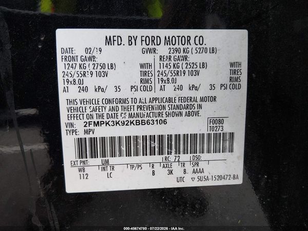 2019 FORD EDGE TITANIUM — I9