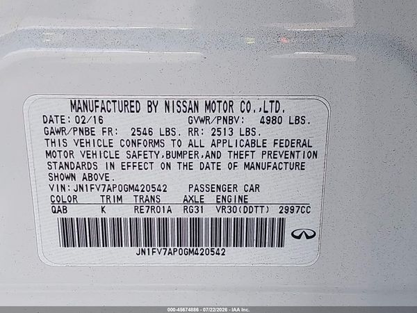 2016 INFINITI Q50 3.0T RED SPORT 400