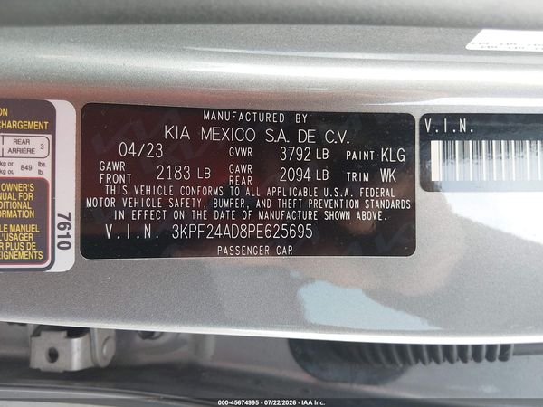 2023 KIA FORTE LXS