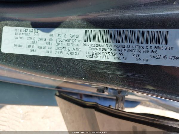 2019 RAM 1500 REBEL  4X4 5'7 BOX