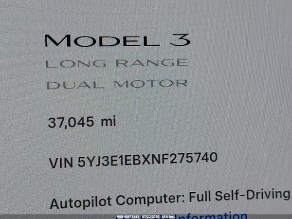 2022 TESLA MODEL 3