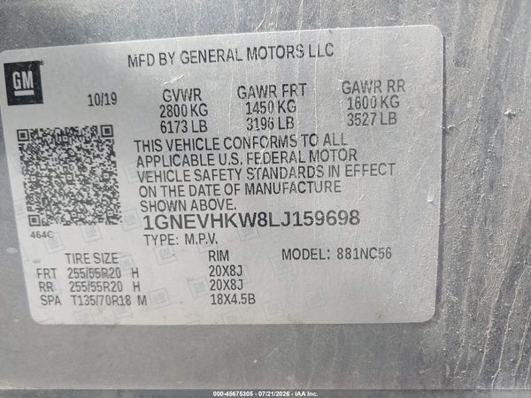 2020 CHEVROLET TRAVERSE AWD LT LEATHER — I9