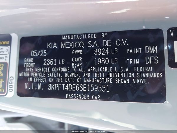 2025 KIA K4 LXS