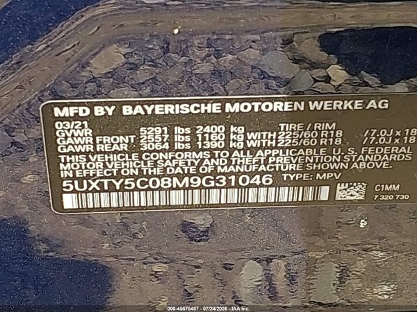 2021 BMW X3 XDRIVE30I — I9