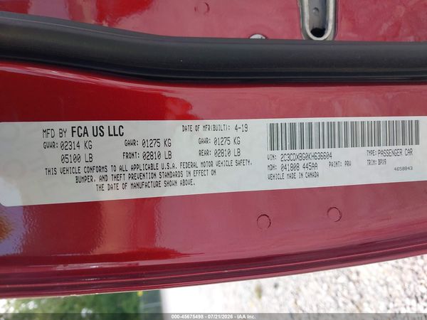 2019 DODGE CHARGER SXT RWD