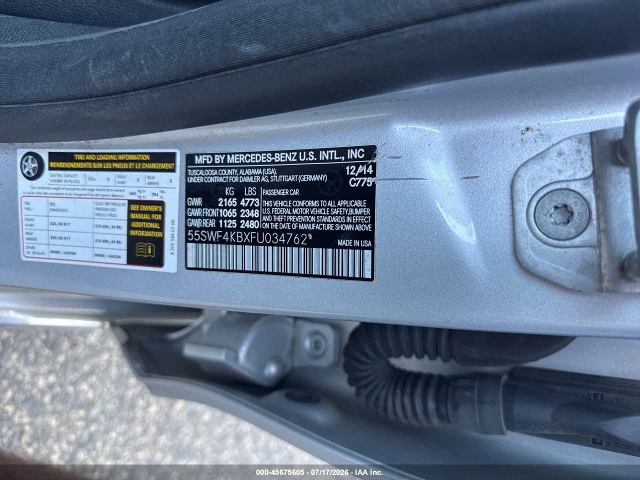 2015 MERCEDES-BENZ C 300 4MATIC