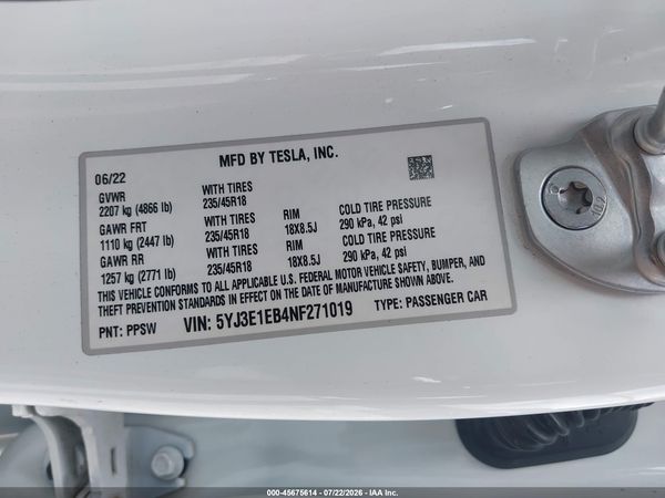 2022 TESLA MODEL 3