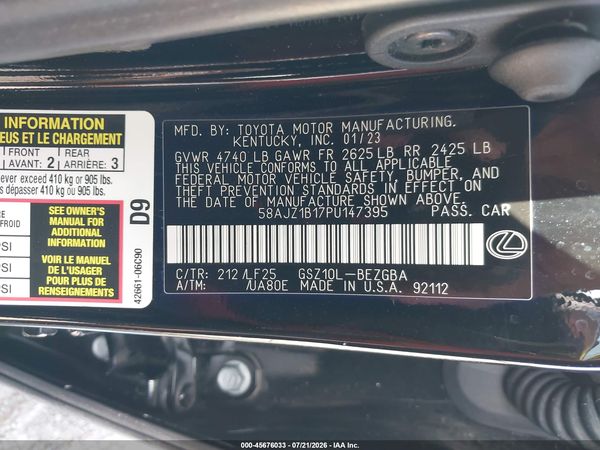 2023 LEXUS ES 350 F SPORT HANDLING