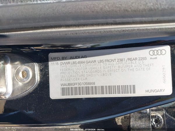 2016 AUDI A3 2.0T PREMIUM