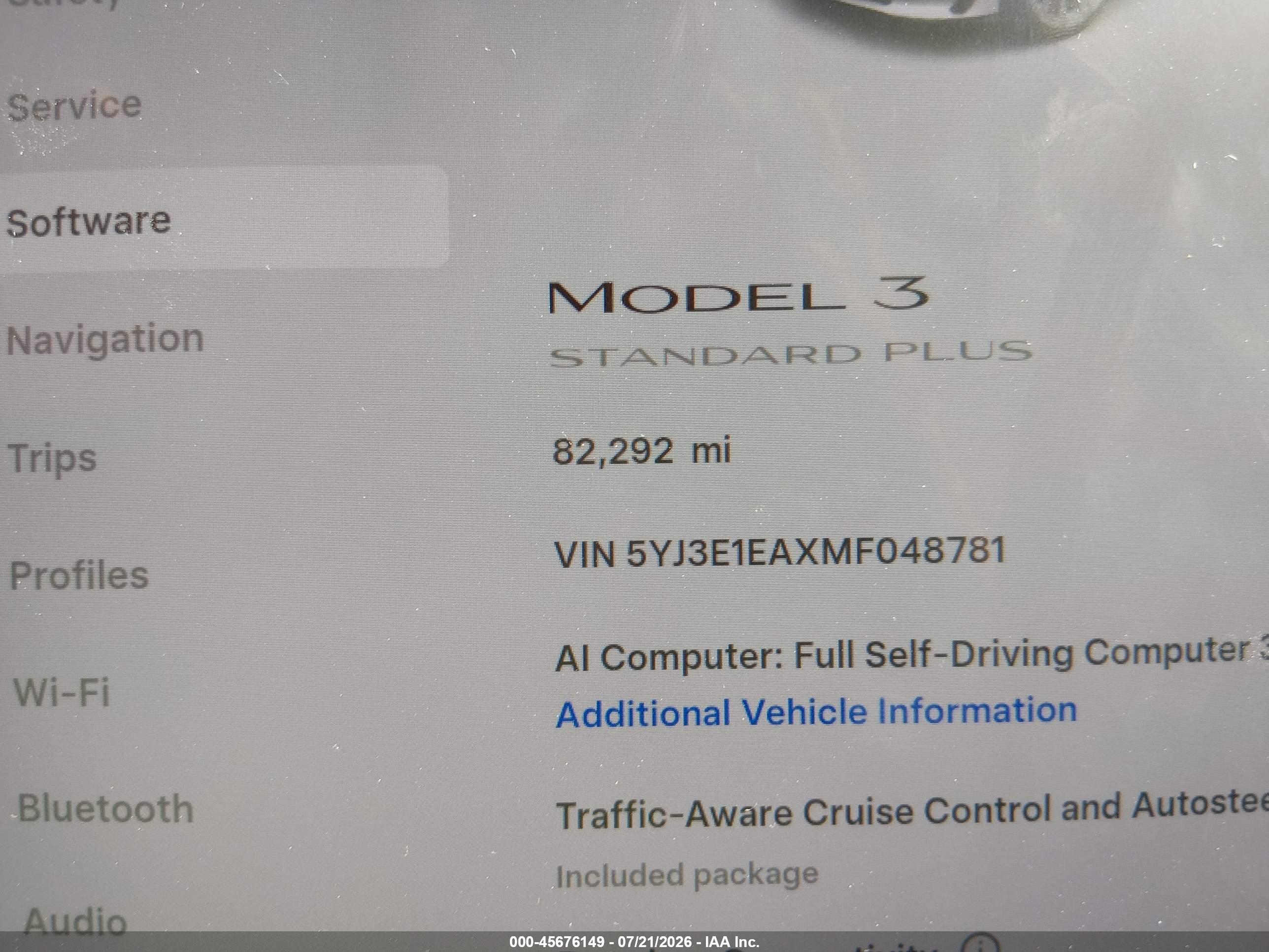 2021 TESLA MODEL 3