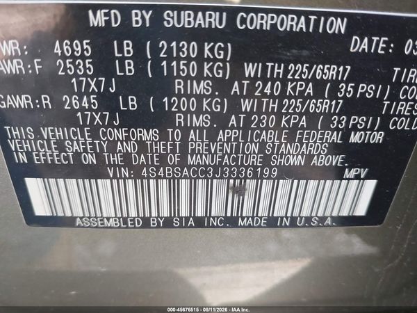 2018 SUBARU OUTBACK 2.5I PREMIUM