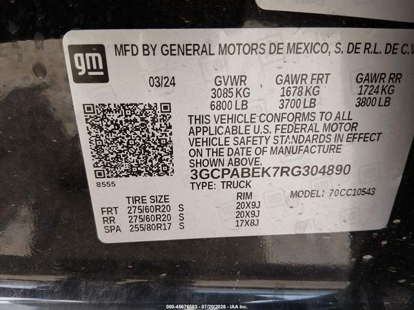 2024 CHEVROLET SILVERADO 1500 2WD  SHORT BED CUSTOM — I9