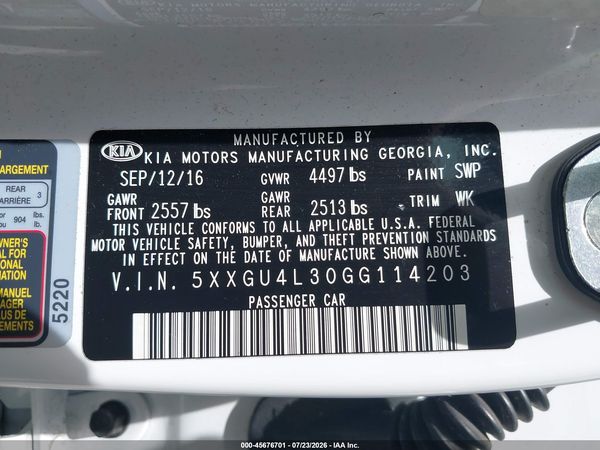 2016 KIA OPTIMA EX