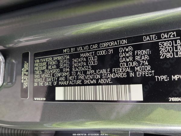 2021 VOLVO XC60 T5 INSCRIPTION