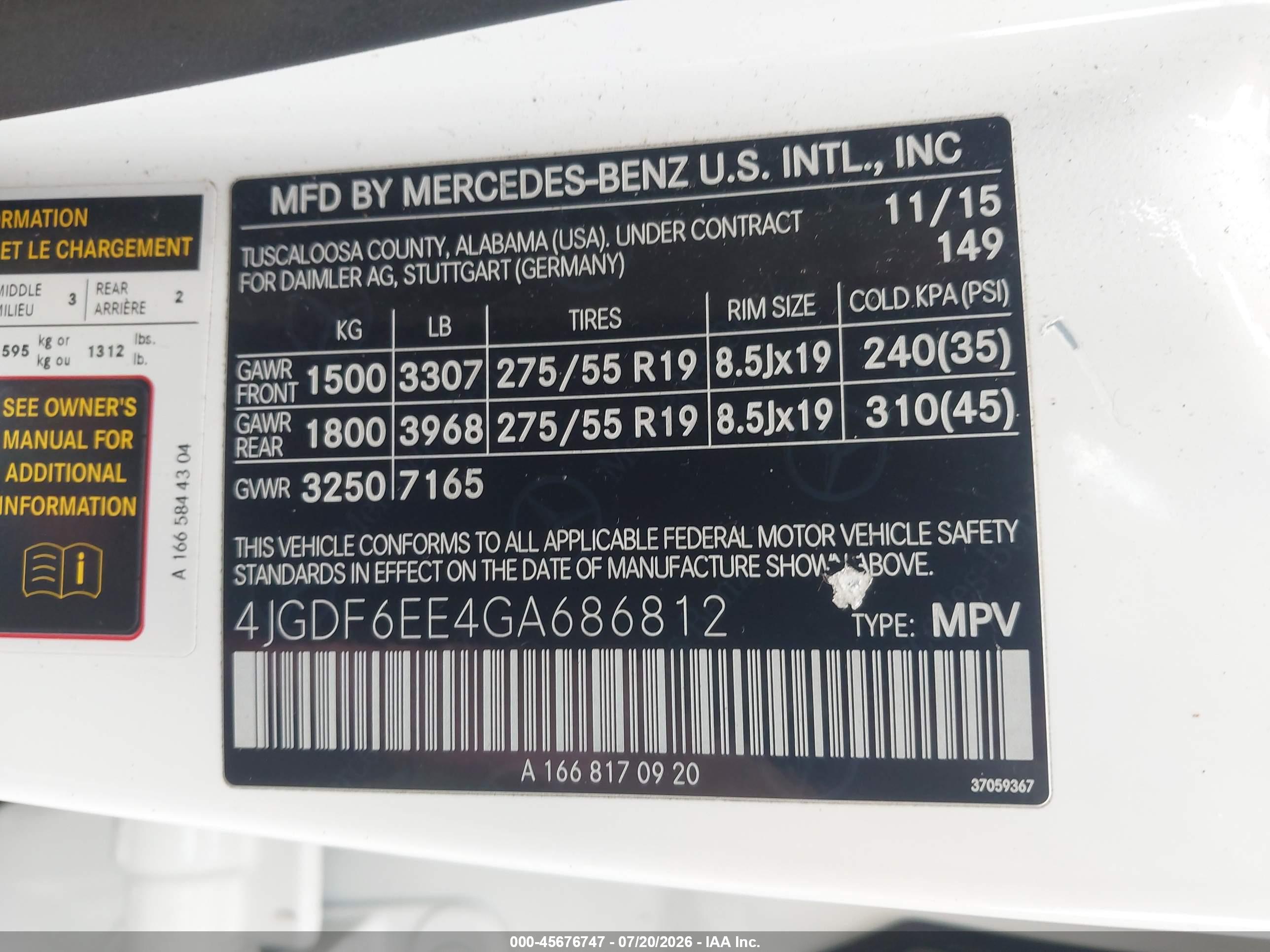 2016 MERCEDES-BENZ GL 450 4MATIC