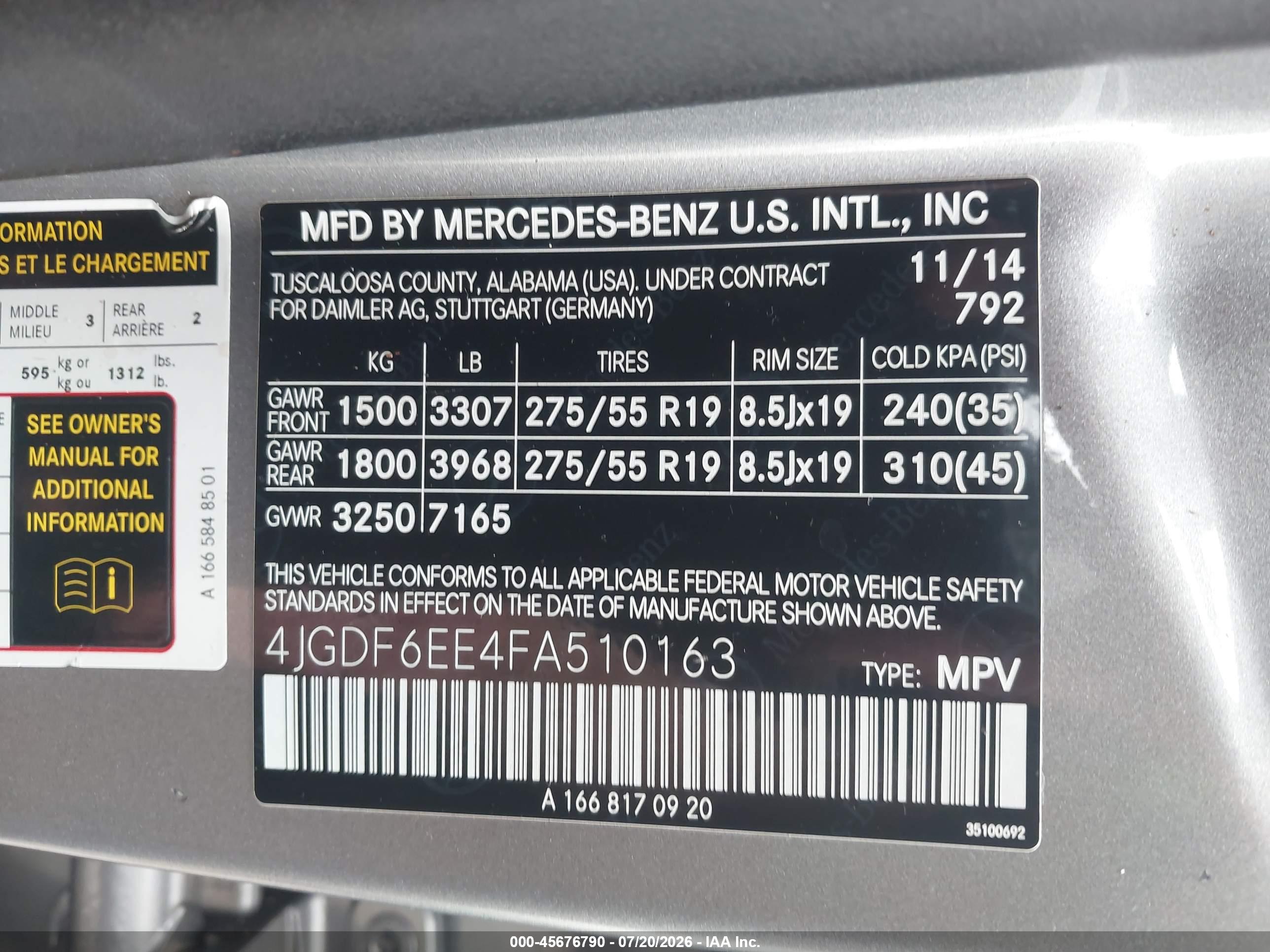 2015 MERCEDES-BENZ GL 450 4MATIC