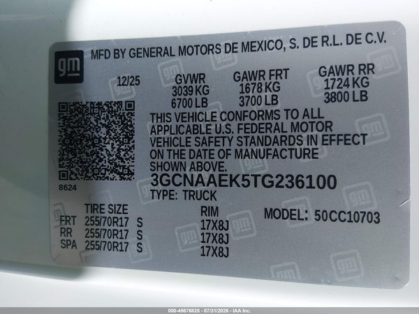 2026 CHEVROLET SILVERADO 1500 2WD  STANDARD BED WT — I9