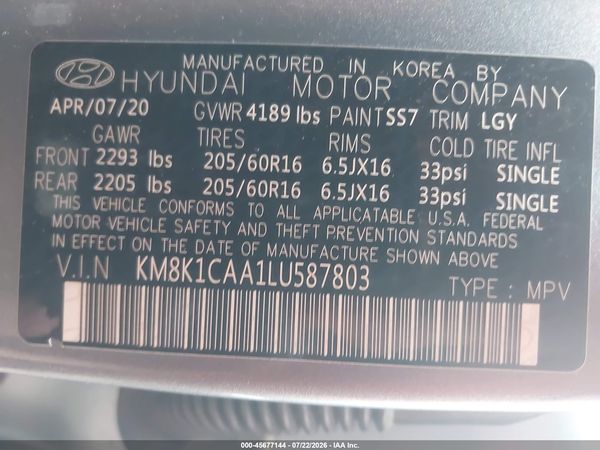 2020 HYUNDAI KONA SE