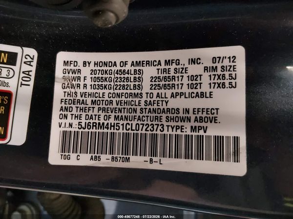 2012 HONDA CR-V EX