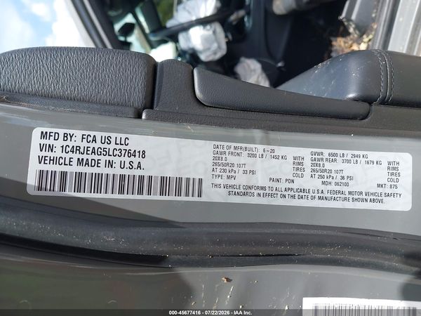 2020 JEEP GRAND CHEROKEE ALTITUDE 4X2