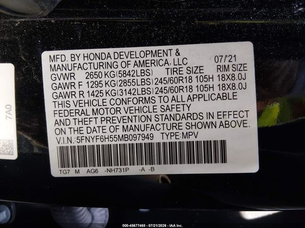 2021 HONDA PILOT AWD EX-L
