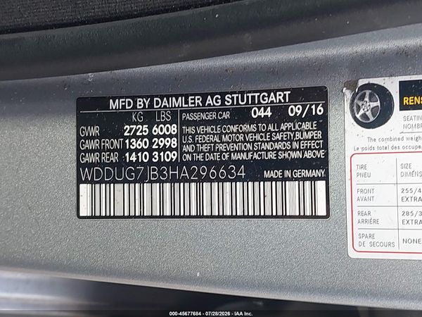 2017 MERCEDES-BENZ AMG S 63 4MATIC