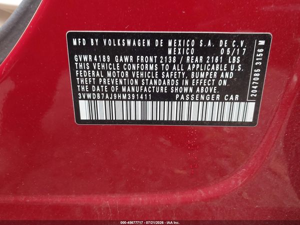 2017 VOLKSWAGEN JETTA 1.4T SE — I9