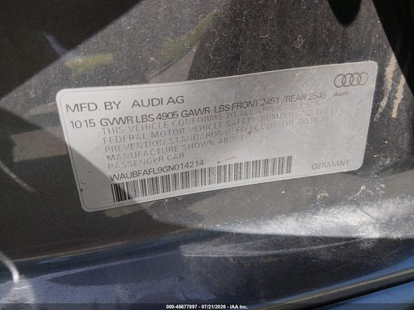 2016 AUDI A4 2.0T PREMIUM