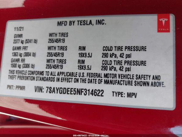 2022 TESLA MODEL Y