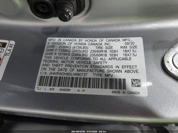 2020 HONDA CR-V AWD EX-L