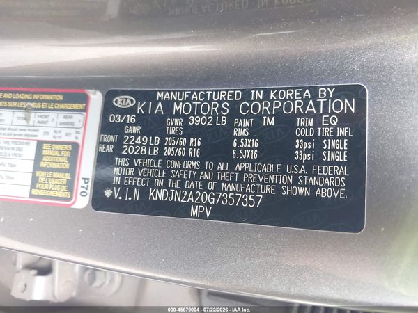 2016 KIA SOUL Plus