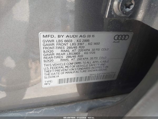 2017 AUDI Q7 3.0T PREMIUM