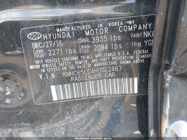 2017 HYUNDAI IONIQ HYBRID BLUE