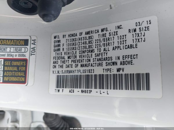 2015 HONDA CR-V EX-L