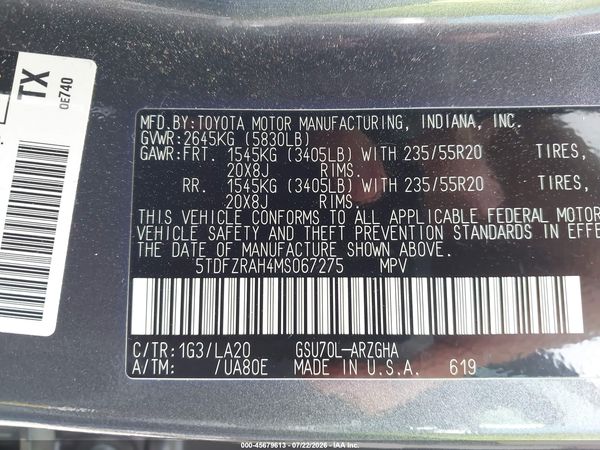 2021 TOYOTA HIGHLANDER PLATINUM