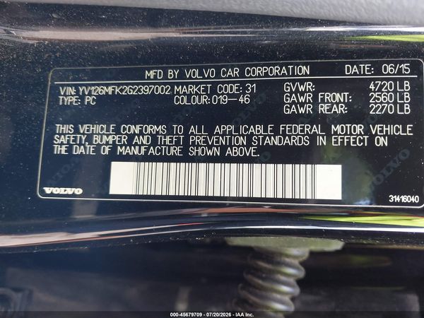 2016 VOLVO S60 T5 DRIVE-E PREMIER