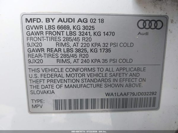 2018 AUDI Q7 3.0T PREMIUM