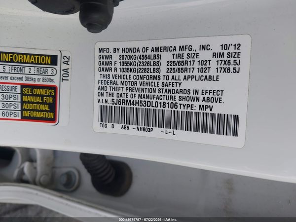 2013 HONDA CR-V EX