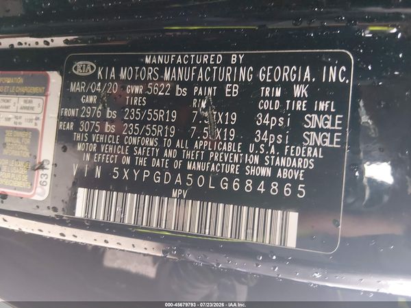 2020 KIA SORENTO 3.3L S
