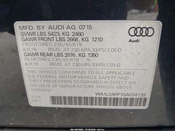 2016 AUDI Q5 2.0T PREMIUM