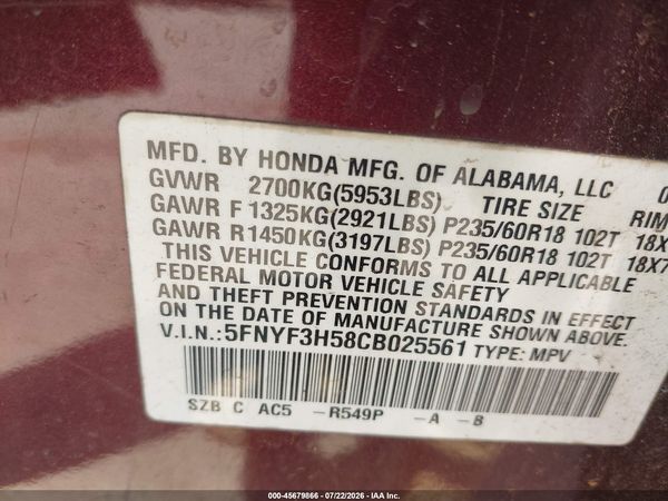 2012 HONDA PILOT EX-L