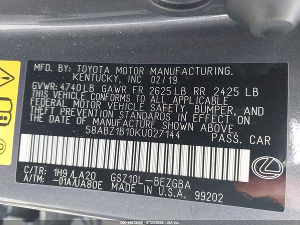2019 LEXUS ES 350