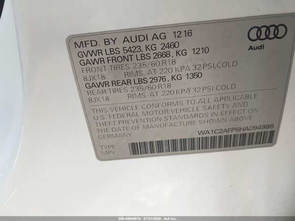 2017 AUDI Q5 2.0T PREMIUM