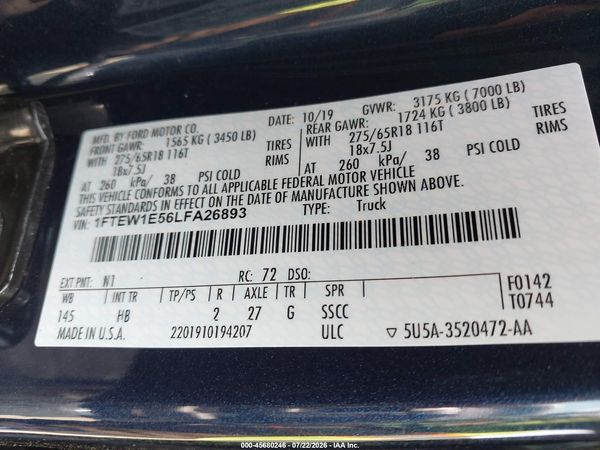 2020 FORD F-150 LARIAT