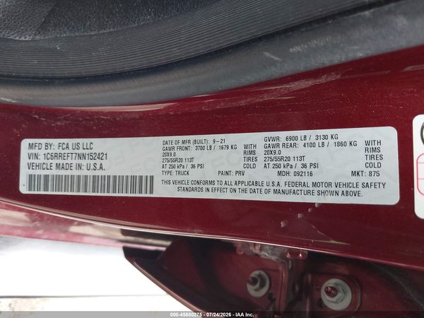 2022 RAM 1500 LONE STAR  4X2 5'7 BOX