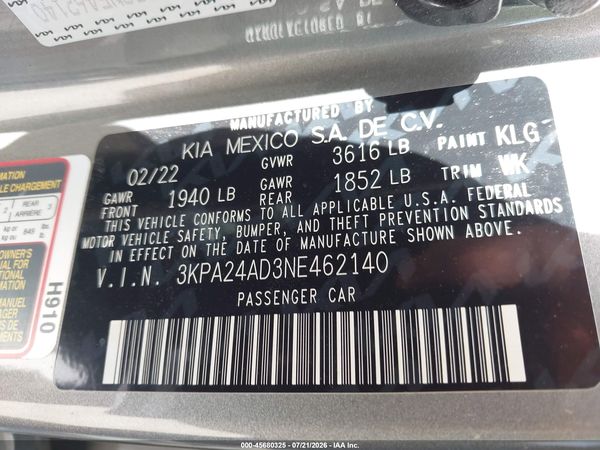 2022 KIA RIO S