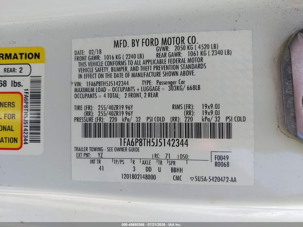 2018 FORD MUSTANG ECOBOOST