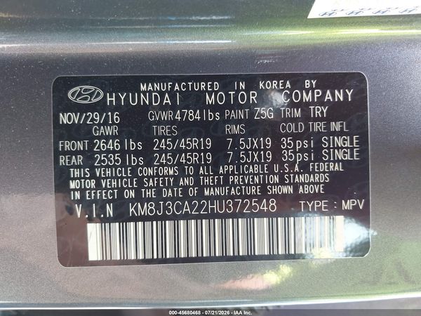 2017 HYUNDAI TUCSON LIMITED