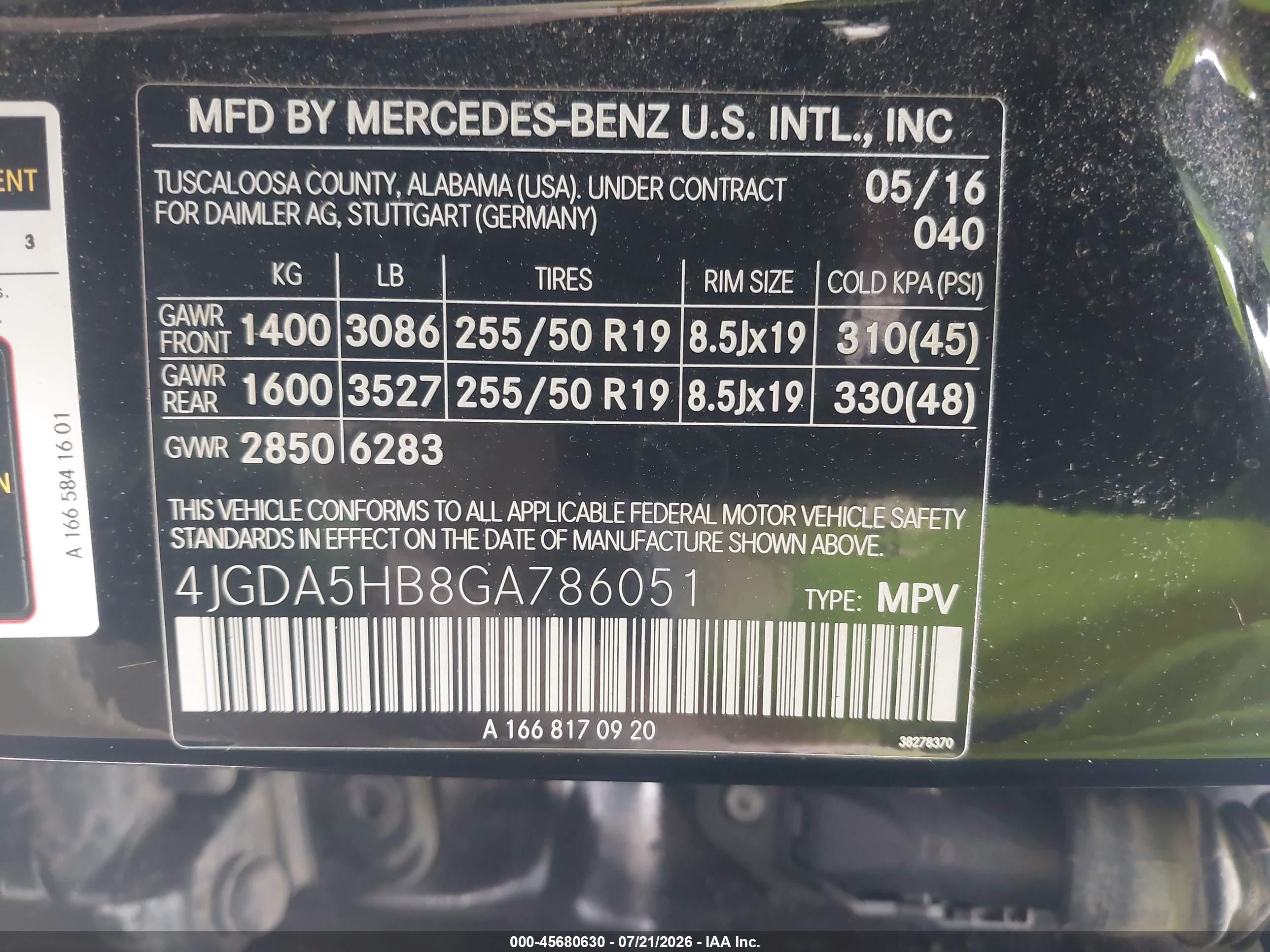 2016 MERCEDES-BENZ GLE 350 4MATIC