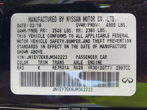 2018 INFINITI Q60 3.0T LUXE